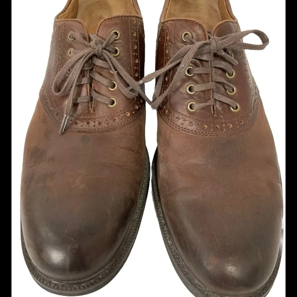 Johnston‎ & Murphy Saddle Oxford Shoe Men Sz 10.5 M Brown Leather Comfort Work